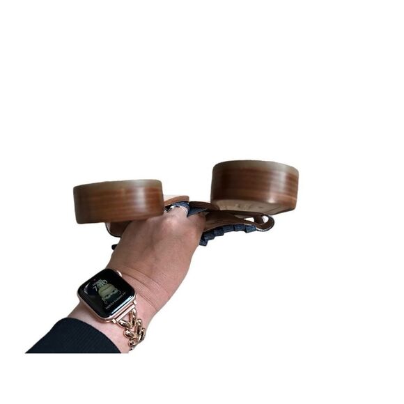 Kate Spade Kiltie Denim Leather Slide Sandals Gold Rings - Picture 10 of 10